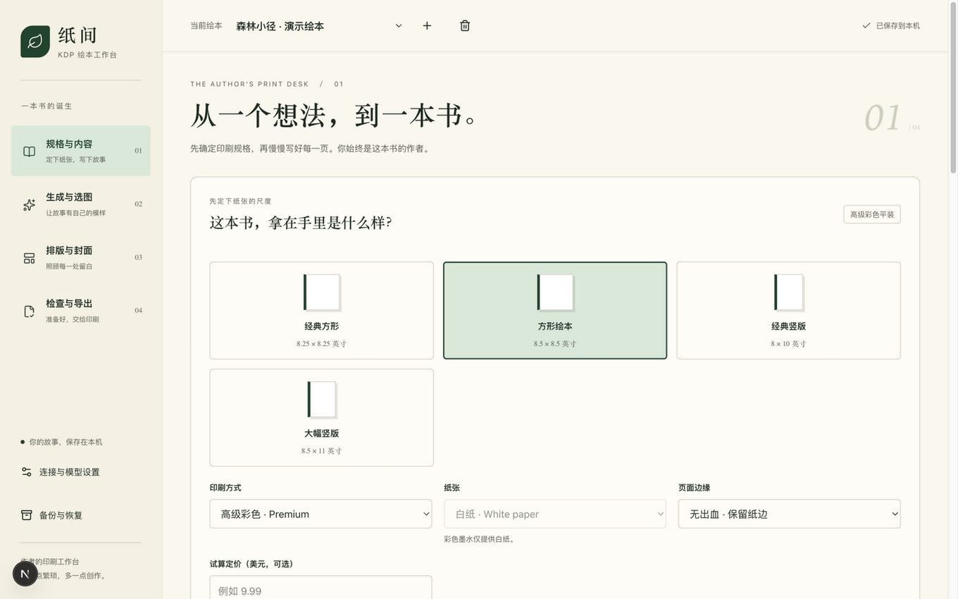 规格与内容步骤：开本、墨水、纸张选择与页面清单